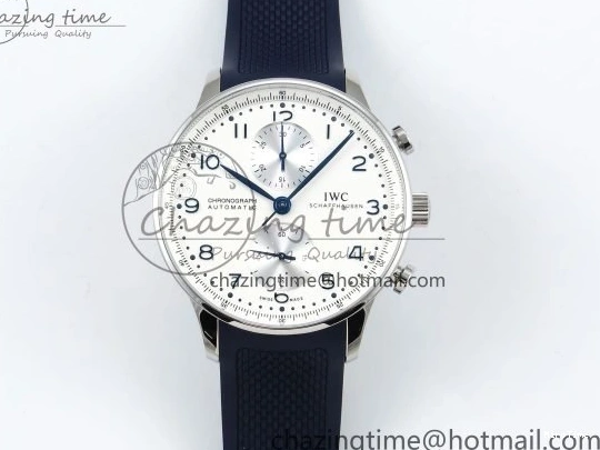 MIROTIME 0422 Casual Portuguese Chrono IW3716 Z+F 1:1 Best Edition White Dial on Blue Rubber Strap A 7016